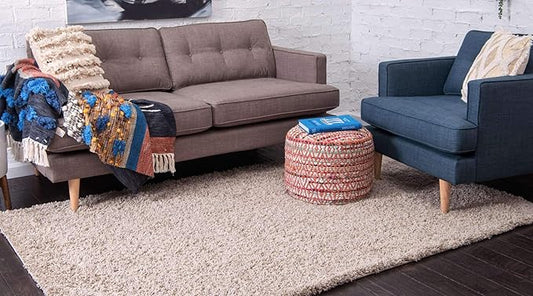 Unique Loom Solid Shag Collection Area Rug (10' x 13' Rectangle, Taupe)