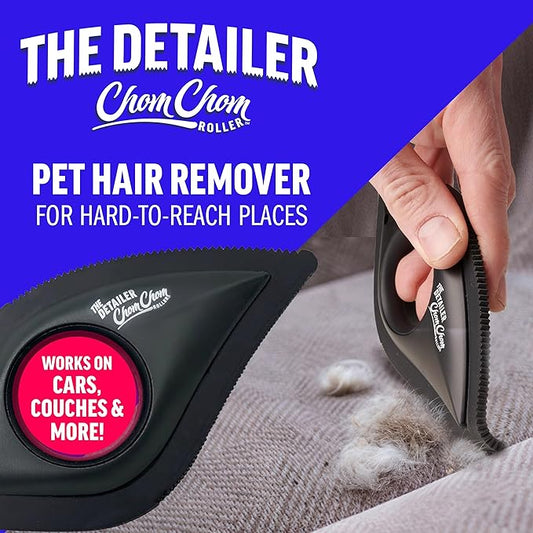 ChomChom Roller Detailer- Scraper for Pet Hair Remover and Lint - Great for CAR - Cat and Dog Hair Remover for Couch, Furniture, Carpet, Clothing and Bedding - Travel Multi-Surface Fur Removal Tool