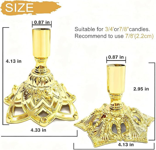 Candlestick Holders,Taper Candle Holder for Candlesticks Gold Plated Candle Metal Stick Candle Holders for Fireplace,Party, Dining,Wedding Decor,Fits 3/4 inch Thick Candle(Set of 6Pcs)