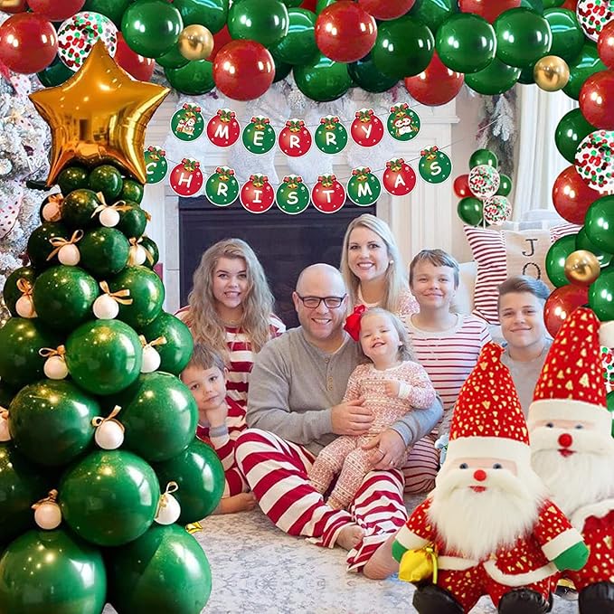 Christmas Tree Balloon Kit, Green Balloons Garland Arch White Balloons Green balloons 93 Pieces Latex Balloons for Xmas/New YearParty Decoration