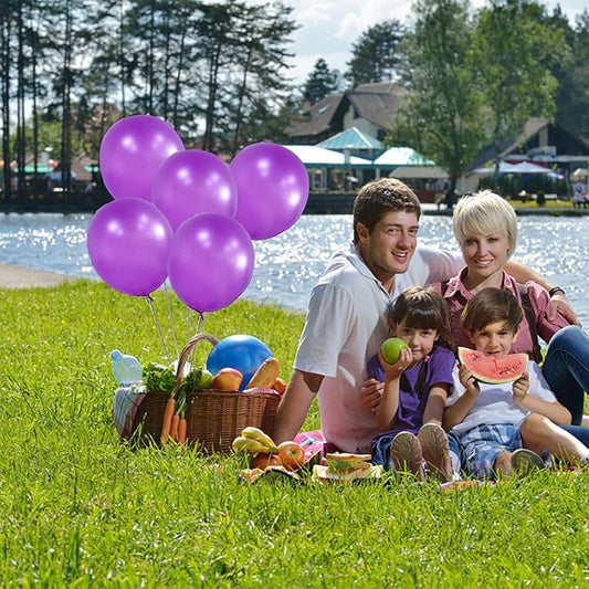 GaesQae Purple Balloons, 100pcs Pearl Purple, 12Inch, Thicker & Stronger, Anti-Sticking Surface, Halloween, Unisex Children & Adults