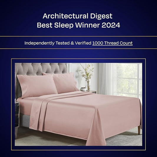 California Design Den Thick and Natural 100% Cotton Sheets Queen Size Bed Set - Luxury 1000 Thread Count Sateen, Deep Pocket Sheet Set, Soft, Breathable and Durable Bedding - Sepia Rose