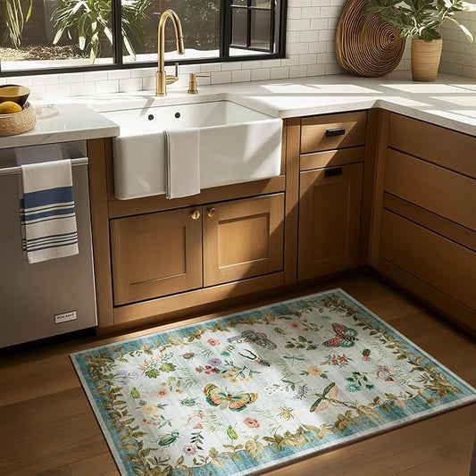 2x3 Washable Throw Rugs for Entryway: Door Mat Indoor Entrance Small Area Rug Non-Slip Low Pile Soft Kitchen Rug for Front Door Indoor Entrance Bedside Entry Kids Room