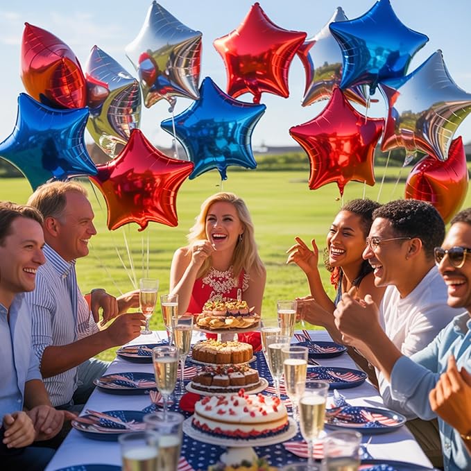 4th of July Balloons Red White And Blue Balloon Arch Kit Star Balloons Mylar Foil Helium 12pcs 4th of July Decorations Outdoor Patriotic Party Independence Day Veteran Decor Graduation Birthday