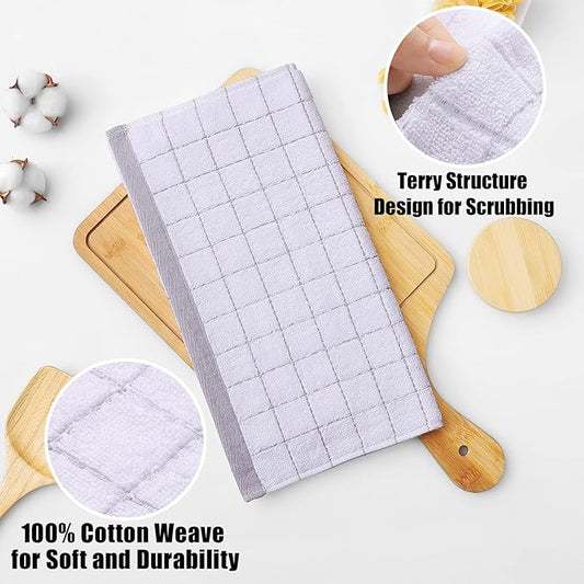 Homaxy 100% Cotton Terry Kitchen Dish Cloths, Ultra Soft and Absorbent Dish Towels for Kitchen, Suitable for Drying and Washing Dishes, 6 Pack, 12 x 12 Inches, White