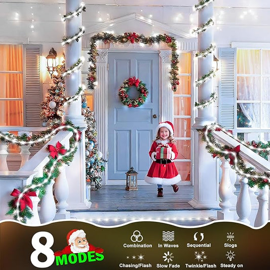 KNONEW 164FT 1000LED Rope Lights for Outside,Outdoor String Lights Waterproof 8 Modes Clear Tube Light for Indoor,Bedroom,Wedding,Garden,Patio,Christmas,Tree,Rv,Holiday Decoration(Cold White)