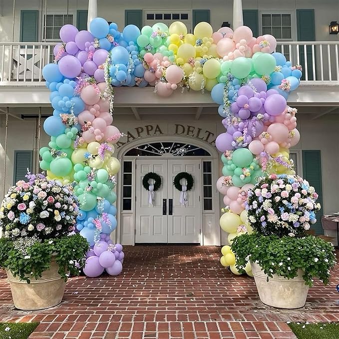 Pastel Balloons, 60 Pcs 12 Inches Macaron Pink Blue Purple Green Yellow Orange Color Balloon Gold Confetti for Birthday Baby Shower Wedding Rainbow Pastel Party Decorations