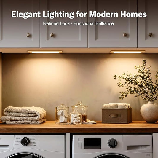 V4light Rechargeable Under Cabinet Lighting, Motion Sensor Wireless Night Light, Dimmable, CCT Adjutable, Magnetic Mount for Kitchen, Closet, Bedroom, Reading, Ambience (Gold, 2 Pack, 9 in)