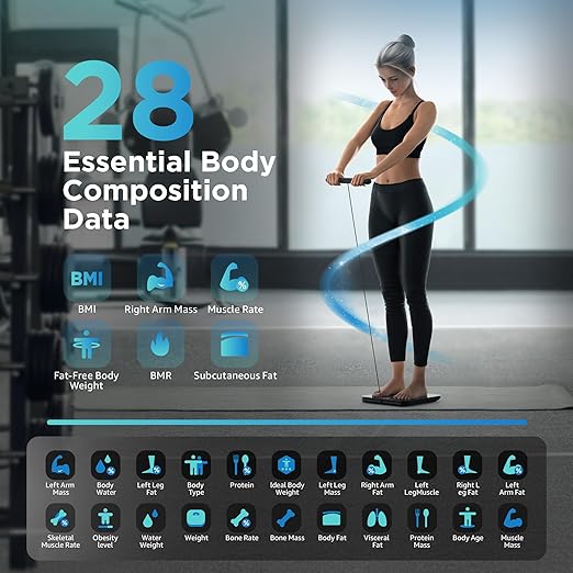 Posture Scale for Body Weight and Fat, Digital Bathroom Scale BMI Weighing Bluetooth Body Fat Scale, 8 Electrode Smart Body Fat Scale, Full Body Composition Analyzer with Voice Prompt