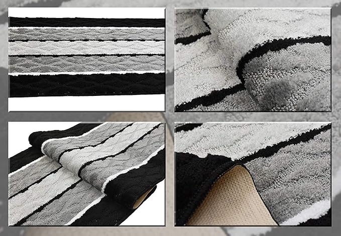 Custom Cut Hallway Runner Rug, Slip Resistant, 31 Inch Wide X Your Choice of Length, Damask Black, 31 Inch X 10 feet
