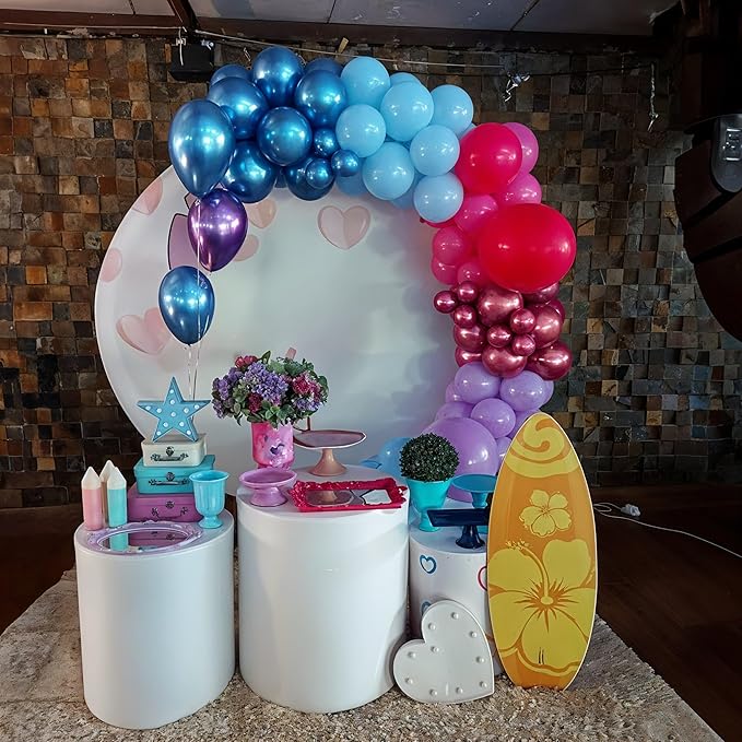 Pink and Blue Balloons, 12 Inch Macaron and Metallic Blue Pink Party Balloons for Gender Reveal Baby Shower Bridal Shower Summer Hawaiian Luau Birthday Party Decorations