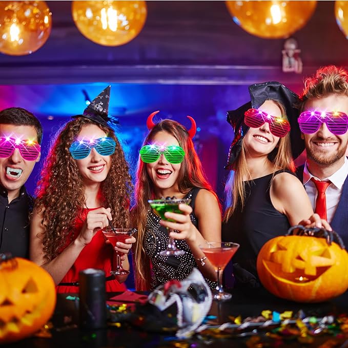 HONLYNE105 PCS LED Glasses, Glow in the Dark Party Supplies Light Up Glasses for Kids Adults, Neon Flashing Glasses Glow Party Glow Glasses Bulk Party Pack for Halloween Birthday Wedding Rave Carnival