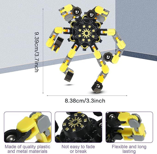 Junkin Funny Sensory Fidget Toy Bulk Transformable Chain Robot Finger Toys Fidget Spinners Stress Relief Fingertip Gyro Mechanical Spiral Spinner Valentine's Gift for Adult Kids(Classic,100 Pcs)