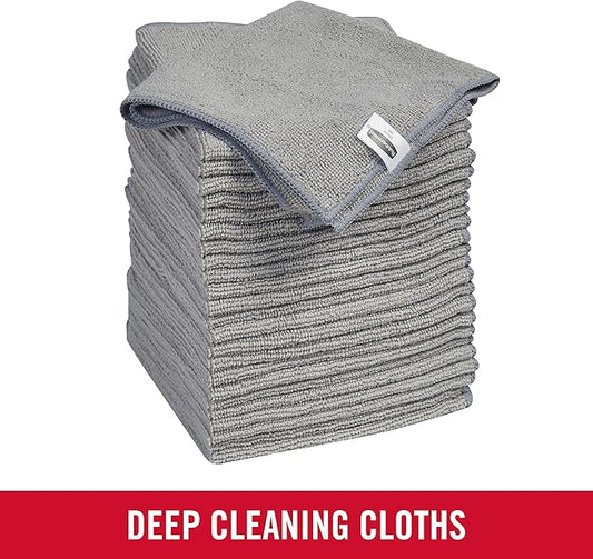 Rubbermaid All Purpose Microfiber Cleaning Cloth Towels, 50 Pack, 12"x12", Non-Scratch, Reusable/Washable for Cleaning/Wiping/Polishing for Home/Kitchen/Car