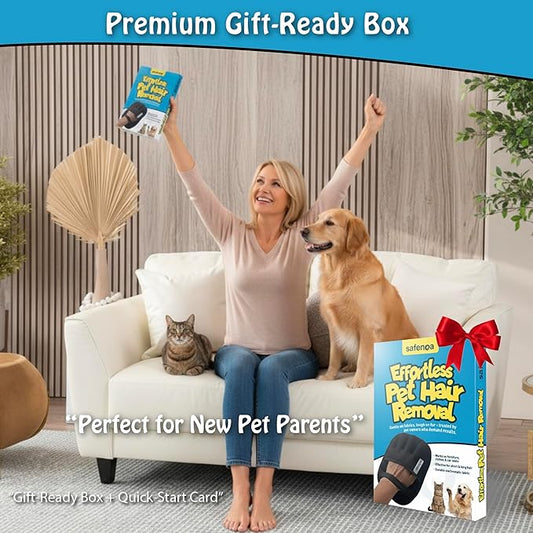 Pet Hair Removal Glove – Electrostatic Reusable Mitt, Effortless dog hair remover for Couch, Furniture, Clothes & Car Seats – Ambidextrous One-Glove – Cat Hair Remover Furniture Magic Brush Pet Hair