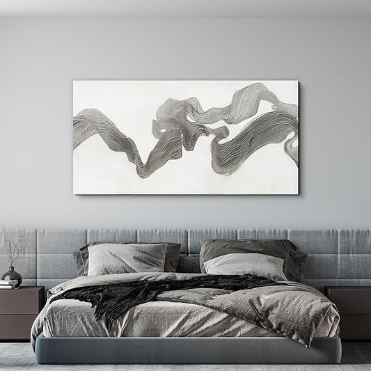 Abstract Wall Art Decor Large Modern Wall Art Decorations Wall Art Pictures for Living Room Abstract Canvas Art Wall Decor Gray White Wall Art Prints Artwork for Walls Bedroom Office Decor 24" X 48"