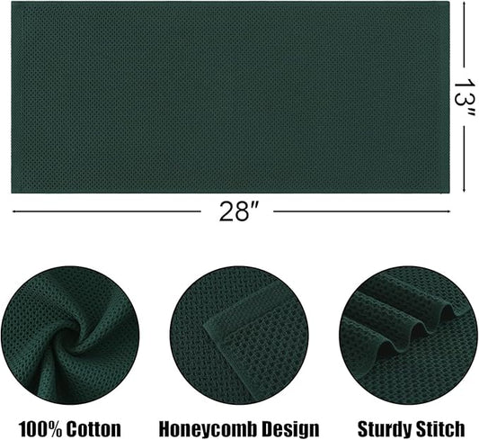 Kitinjoy 100% Cotton Waffle Weave Kitchen Towels, 12-Pack Super Soft and Absorbent Dish Towels for Drying Dishes, Kitchen Hand Towels, 13 in x 28 in, Blackish Green
