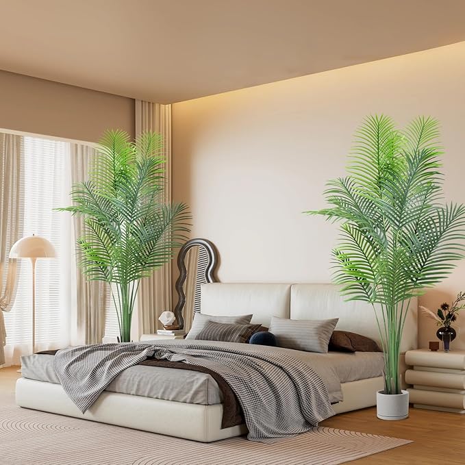 ANTING 7FT 2Pack Areca Palm Artificial Plants - Large Fake Plant for Home Decor - Tall Silk Plants Indoor - Lifelike Greenery for Any Room