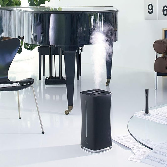 Stadler Form humidifier Eva, ultrasonic nebuliser with Wi-Fi, for rooms up to 80 m², with hygrostat, auto mode and night mode, suitable for scented oil, black
