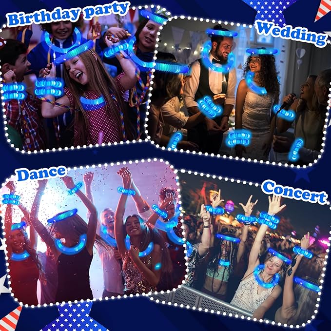 12-24 PCS Blue Glow Sticks for Kids,Light Up Pop Tubes Party Favors for Toddlers,Goodie Bag Stuffer Fillers,Birthday Valentines Day Mardi Gras Party Gifts Non Candy Treats Prizes Toy for Boys Girls