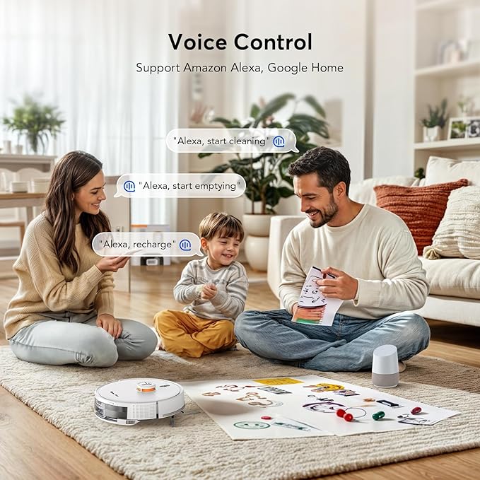 D20S Max+ Robot Vacuum and Mop, 6000Pa Suction for Pet Hair, with Self-Emptying Dock and Pet Grooming Parts, 10 Weeks Hands-Free Cleaning, PreciSense LiDAR Navigation, App & Voice Control