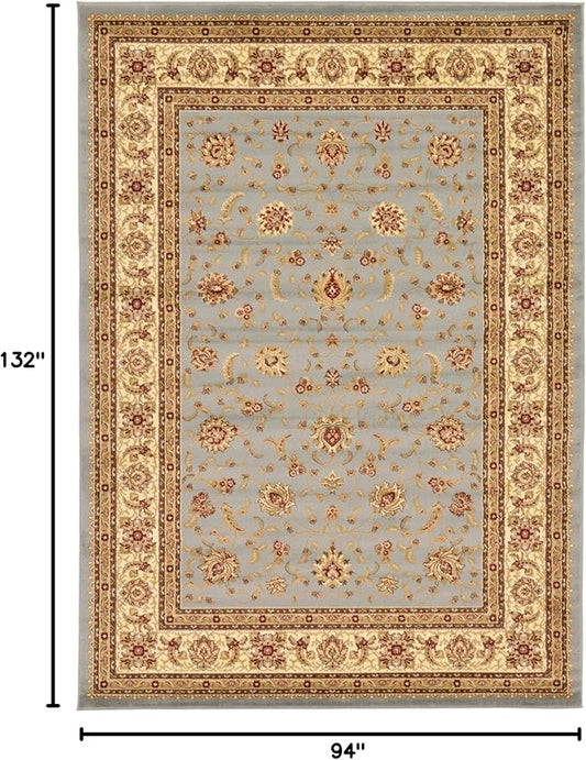 Rugs.com Aditi Collection Rug – 7' 10 x 11' Light Blue Low Rug Perfect for Living Rooms, Large Dining Rooms, Open Floorplans