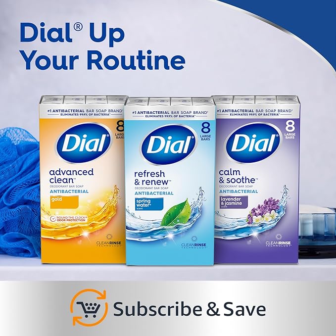 Dial Antibacterial Bar Soap, Refresh & Renew, Mountain Fresh, 4 oz, 32 Bars