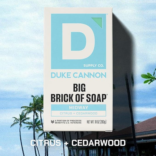 Duke Cannon Supply Co. Extra Large Bar Soap - Men's Natural Soap with Masculine Scents - Citrus + Cederwood - Made in the USA with domestic & globally sourced material - All Skin Types - Midway,10 oz
