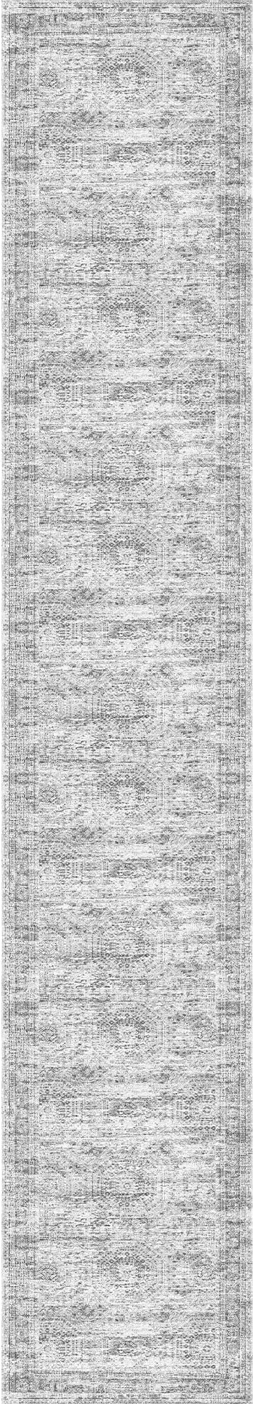Washable Runner Rug 2.5x14, Non-Slip Long Hallway Runner for Entryway, Soft Vintage Kitchen Mats for Floor, Abstract Dining Room, Bedroom, Living Room Rugs(2.5'x14', Grey/Ivory)