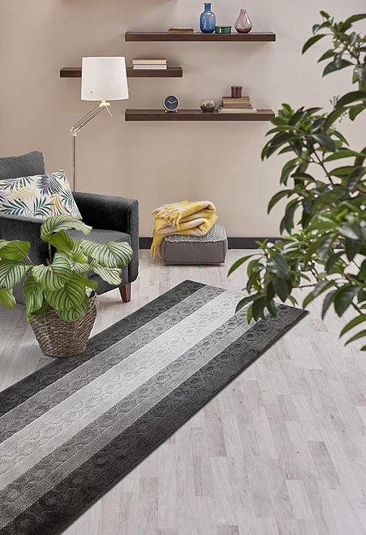 Custom Cut Hallway Runner Rug, Slip Resistant, 31 Inch Wide X Your Choice of Length, Linked Chain Anthracite, 31 Inch X 3 feet, Doormat