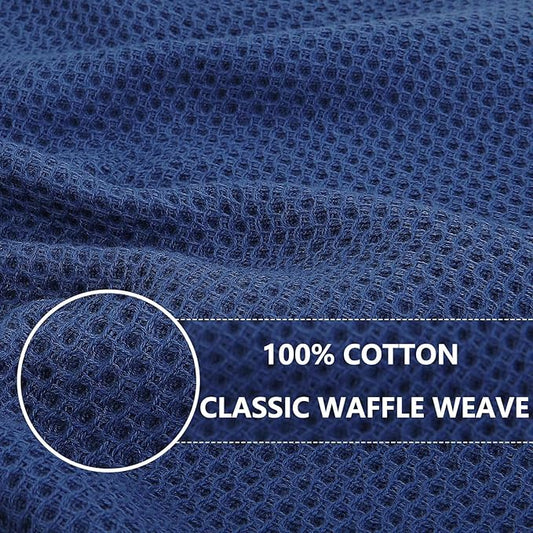 Homaxy 100% Cotton Waffle Weave Kitchen Dish Towels, Ultra Soft Absorbent Quick Drying Cleaning Towel, 20x28 Inches, 6-Pack, Navy Blue