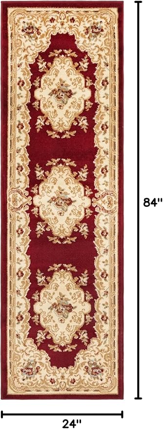 Rugs.com Chateau Collection Rug – 2' x 7' Runner Red Medium Rug Perfect for Hallways, Entryways