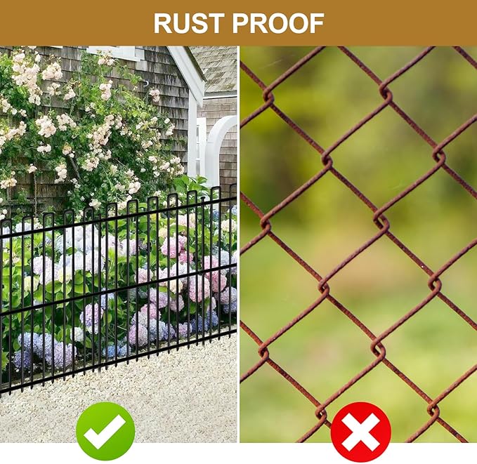 15 Panels No Dig Animal Barrier Fence, 32in(H) x 30ft(L) Garden Edging Border Fencing, Rustproof Metal Stakes Decorative Garden Fence, Dog Digging Defense Fencing Barrier for Outdoor, Yard, Patio