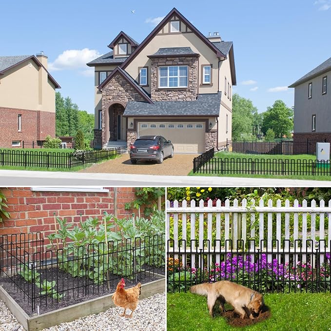 26 Panels No Dig Animal Barrier Fence, 13in(H) x 37ft(L) Garden Edging Border Fencing, Rustproof Metal Stakes Decorative Garden Fence, Dog Digging Defense Fencing Barrier for Outdoor, Yard, Patio