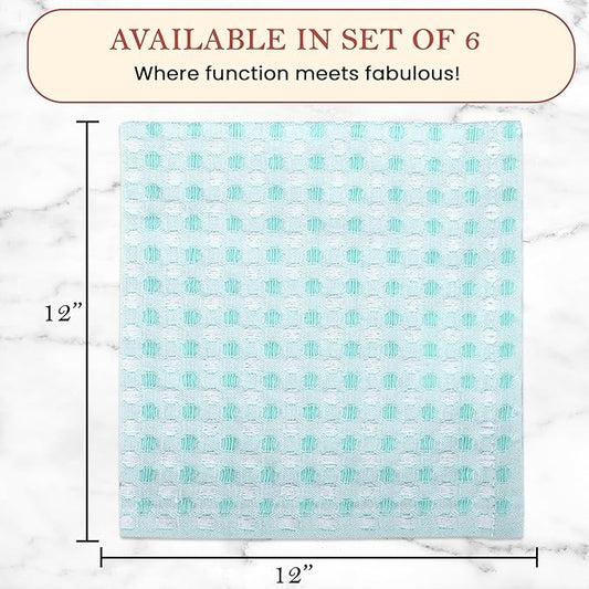 Vintage Vista 100% Cotton Dish Cloths (Pack of 6) - Dish Rags for Washing Dishes - Reusable & Highly Absorbent Kitchen Towels - Kitchen Rags for Christmas - (12" x 12" - Lemon Green Honeycomb)