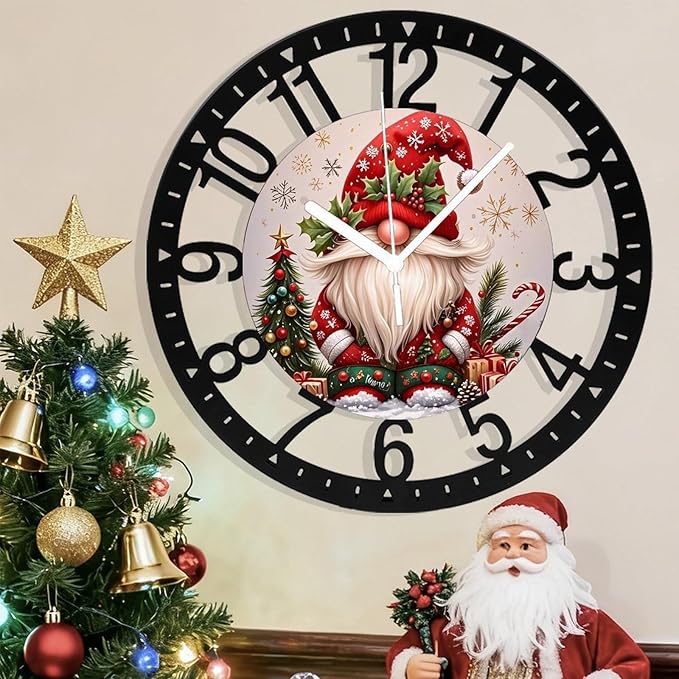 Wall Clock 10 Inch Silent Non-Ticking Modern Clocks Battery Operated - Analog Small Classic for Office, Home, Living Room,Bathroom, Kitchen, Bedroom, School,Snowman Clock
