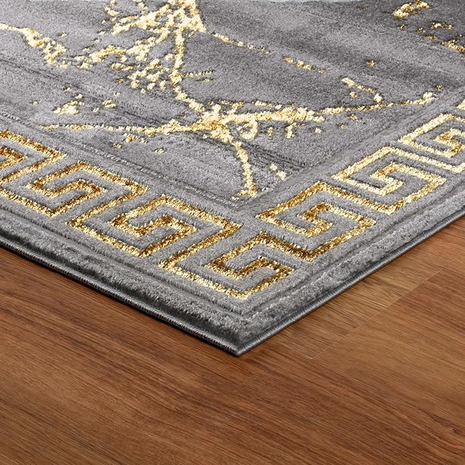 GLORY RUGS Area Rugs Marble 8x10 Grey Gold Carpet Modern Abstract Rug Living Room Dining Bedroom Rug