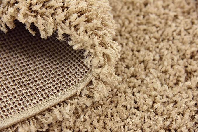Unique Loom Solid Shag Collection Area Rug (7' 10" Square, Taupe)