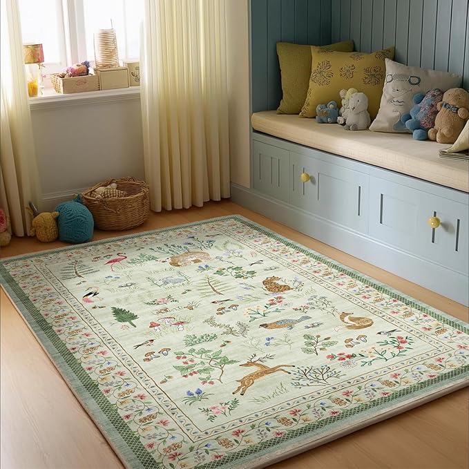Washable Small Throw Rugs for Entryway: Door Mat Indoor Entrance 4x6 Area Rug Non Slip Low Pile Kitchen Rug for Front Door Indoor Entrance Entry Kids Room
