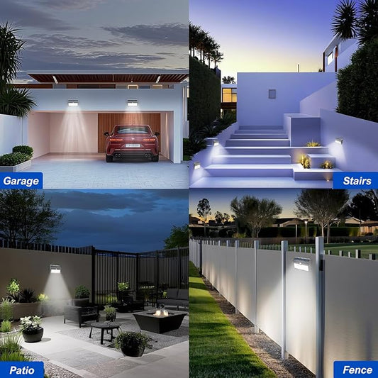 2 Pack Solar Motion Lights Outdoor Waterproof, 270° Wide Angle,3 Modes Solar Wall Lights, Anti Glare Solar Powered Flood Lights for Fence Garage Garden Patio Yard