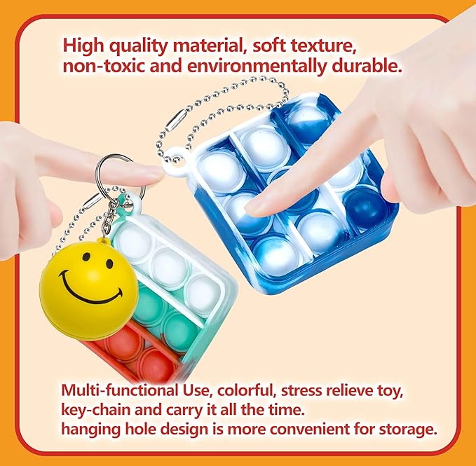100 Pcs Mini Pop Bubble Fidget Toys for Party Favors, Pop Toy Bulk for Party Favor, Classroom Student Prizes Christmas Easter Basket Goodie Bag Stuffers Valentine for Kids