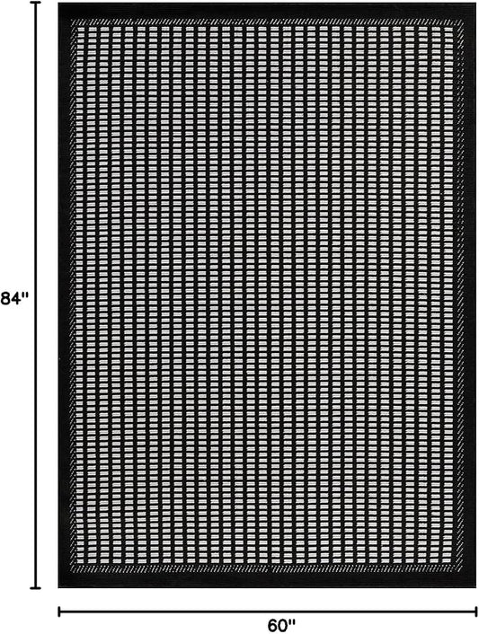Beverly Rug Micro Loop Area Rug Black/White 5x7 Geometric Modern Luxury Zebra Durable Soft Indoor Rugs for Living Dining Room Office Stain Resistant Non Shedding Casual Indoor Carpet 5 x 7