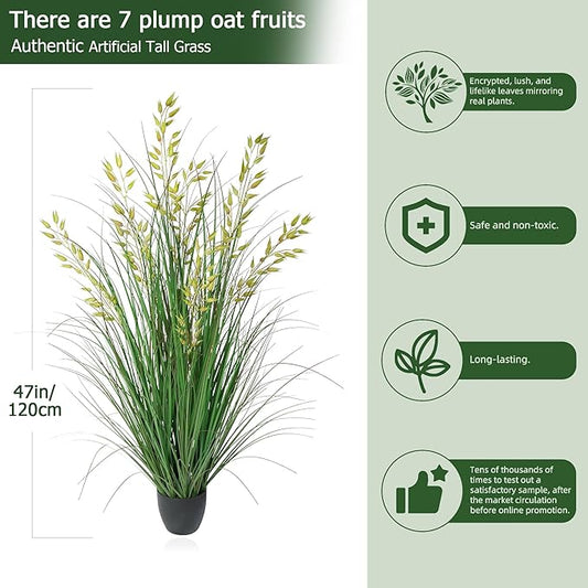 Artificial Plants Artificial Wheat Grass Faux Plants Artificial Grass Plant Fake Green Plants Tall Fake Plants Tall Suitable for Indoor Home Decor Outdoor Porch Terrace Decor(47In 1PCS