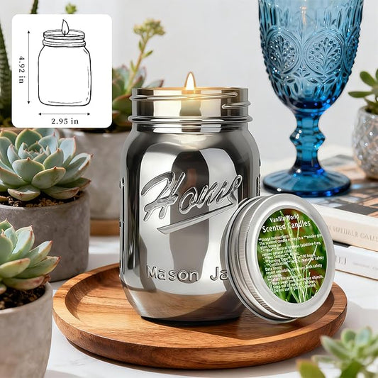 Scented Candle Smoke Gray Sands Scented, Classic 22oz Large Jar Single Wick Candle, Over 110 Hours of Burn Time, Perfect for Creating Relaxing Atmosphere (Vanilla World)