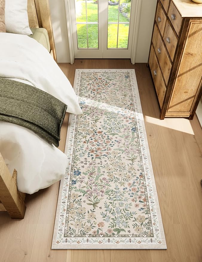 Washable Kitchen Rug Runners for Hallways: 2'x6' Bedroom Rug Non Slip Low-Pile Stain Resistant Indoor Floor Carpet Runner for Indoor Entryway Hallway Laundry Room Beside Farmhouse