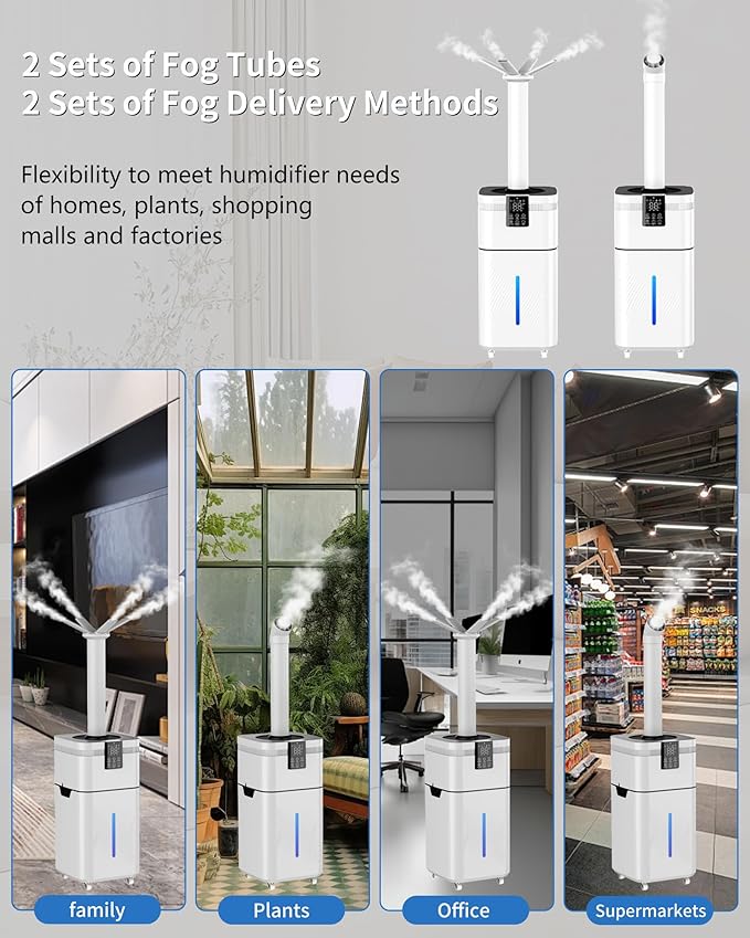 Humidifier Large Room, 30L/7.93Gal Commercial Humidifier 4200 sq.ft, 3000ml/H Cool Mist Humidifiers with Top Fill, 4 Mist Mode,Timer for Plants, Office, Warehouse & Greenhouse