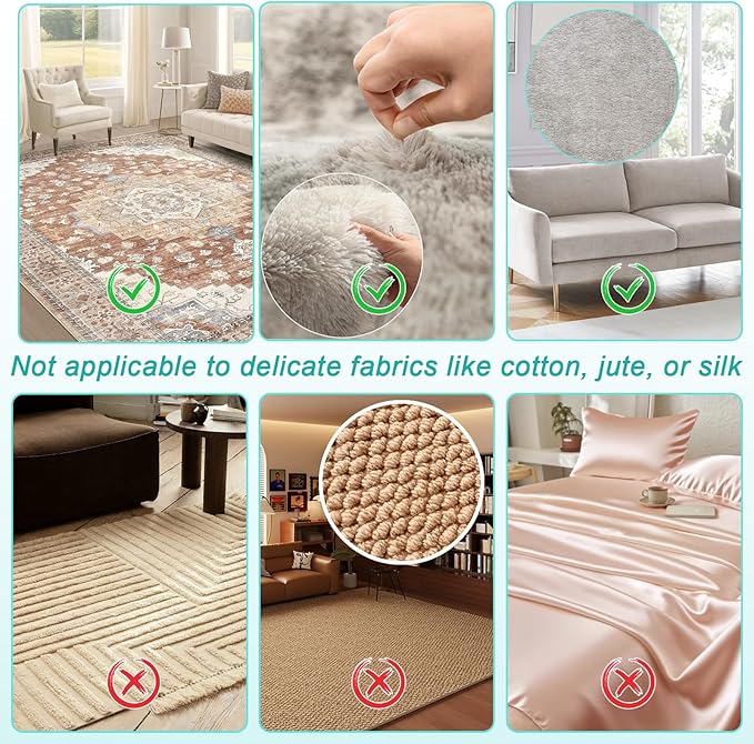 Carpet Rake for Pet Hair Removal - Reusable with Adjustable Long Handle, Dog & Cat Fur Brush & Scraper for Rugs, Floor Mats, Couches, Furniture and Car Interiors