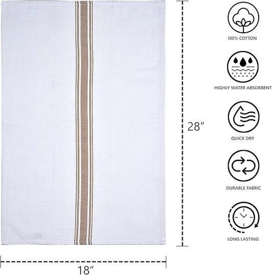 100% Cotton Kitchen Towels – Highly Absorbent, Quick-Dry Dish Towels with Hanging Loop – Extra Large 18x28 Inches – Beige (Pack of 8) | Soft, Durable and Lint-Free for Everyday Use