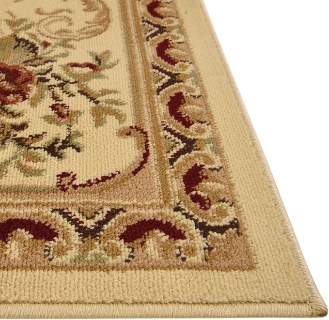 Rugs.com Chateau Collection Rug – 6 Ft Runner Cream Medium Rug Perfect for Hallways, Entryways