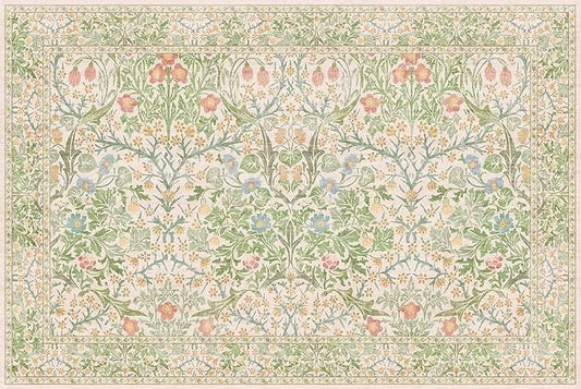 Washable Entry Rug - Front Door Rugs Indoor, Non-Slip Bathroom Small Rugs, Vintage Floral Style Rug for Kitchen, Perfect for Entryway Décor (2x3 Beige Green)